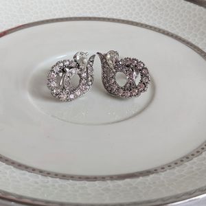 VINTAGE BRIDAL RHINESTONE SCREW BACK EARRINGS